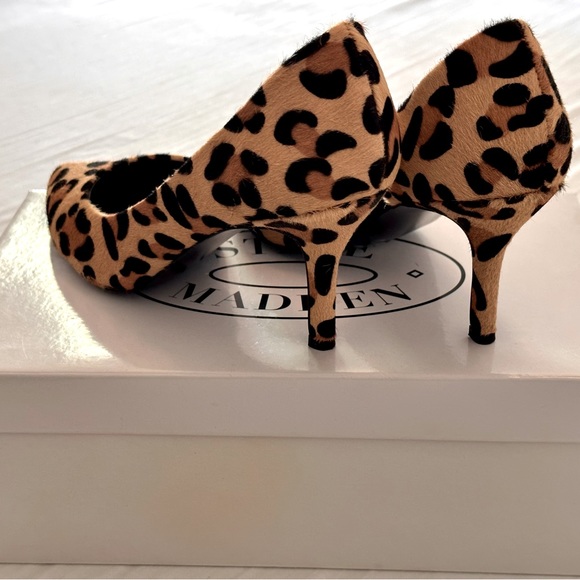 NWT Steve Madden | Elusive-L Leopard Cow-hair Heels - Picture 2 of 4